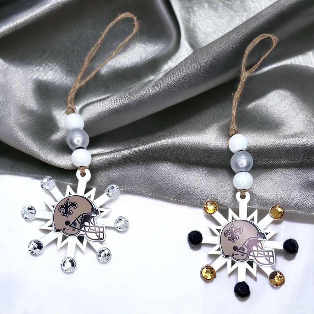 Saintsational Holiday Cheer: Handmade New Orleans Saints Snowflake Ornament! NEW - Picture 8 of 11